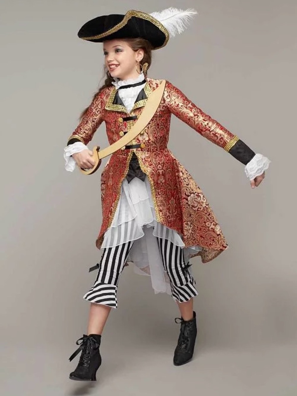 Chasing Fireflies Pirate Captain Costume red gold high end deluxe girls 10
